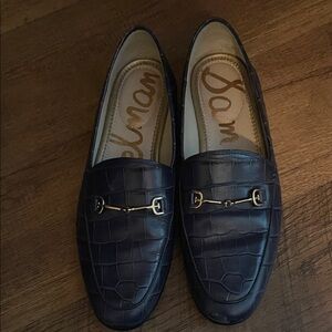 Sam Edelman Dark Brown Croc-Embossed Loafers